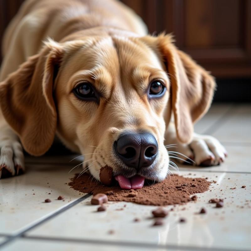 Dog vomiting after eating chocolate