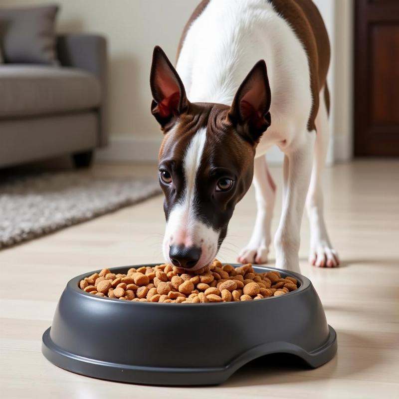 Bull Terrier Eating Dry Food