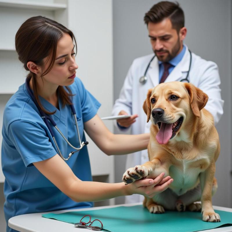 Dog needing vet check for nail biting