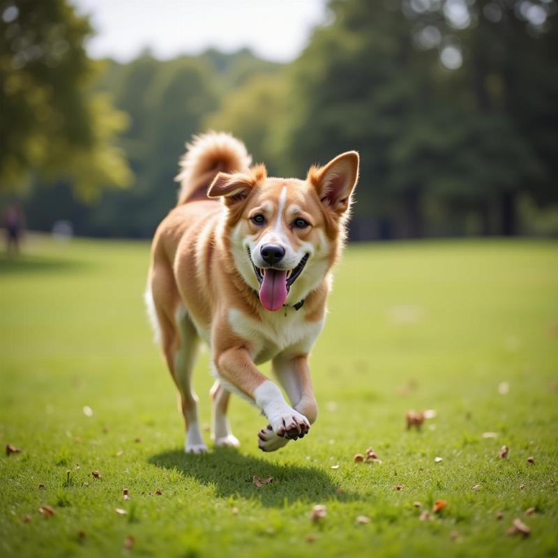 Dog playing with a ball