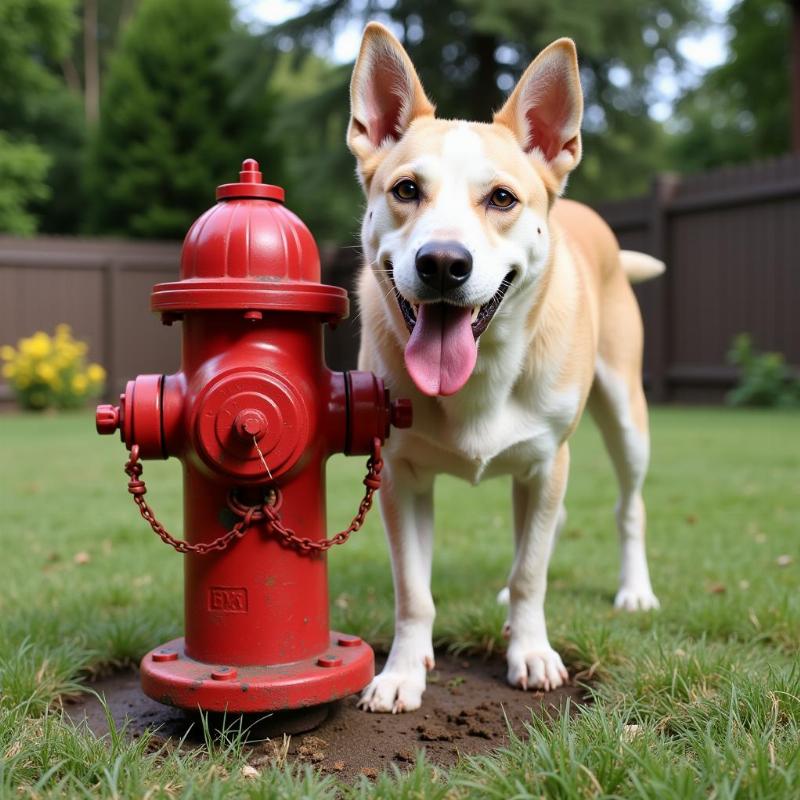 Dog urinating on the fire hydrant