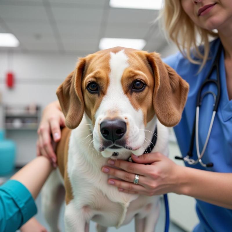 Dog at the vet checkup