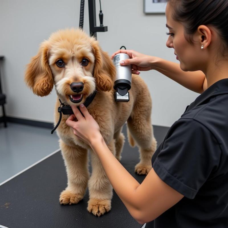 Dog being groomed by a professional