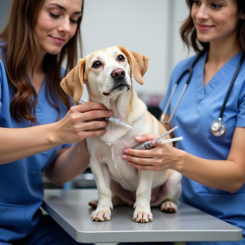 Dog Receiving Rabies Vaccination