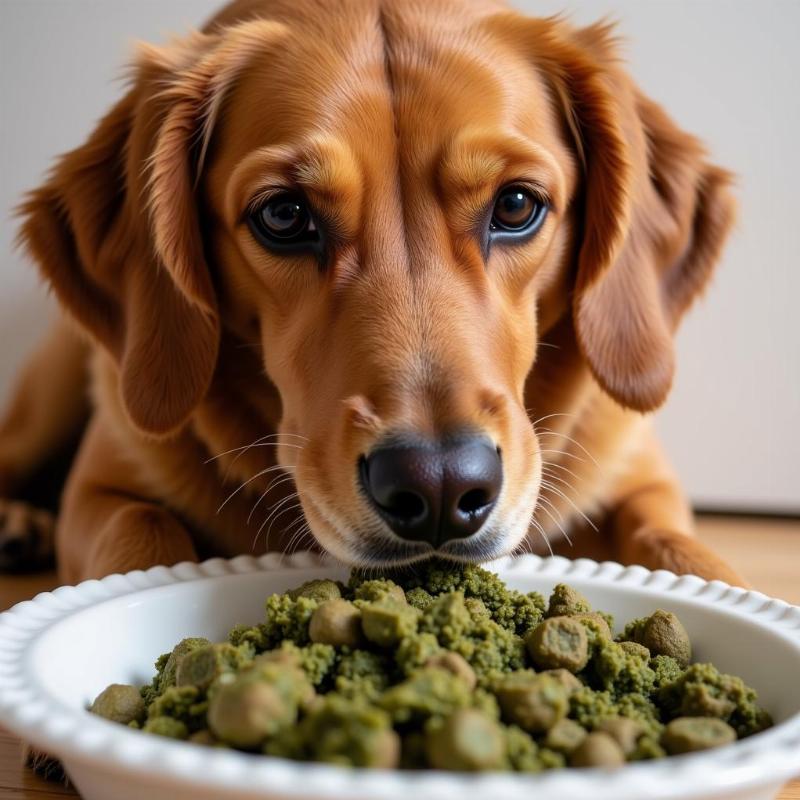 Healthy Dog Eating Green Tripe