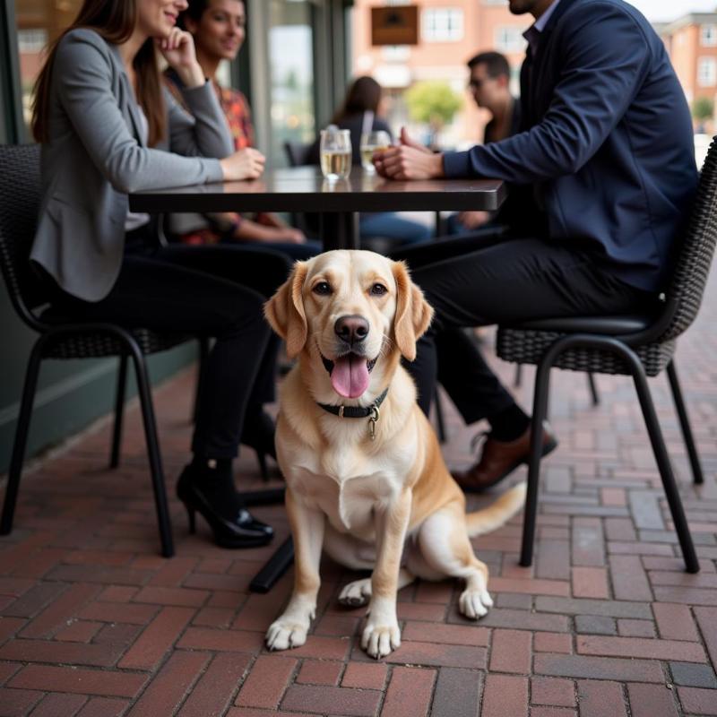 Well-behaved dog dining at restaurant in Arlington VA