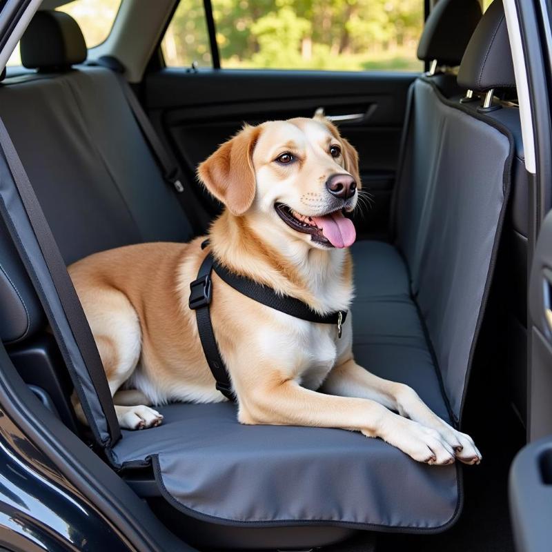 Dog sitting on a hard bottom car seat cover