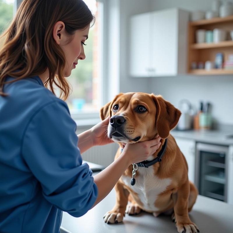 Dog at vet clinic