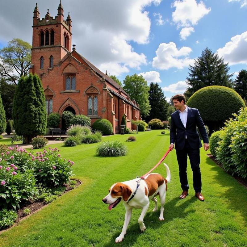 Dog in Church Garden