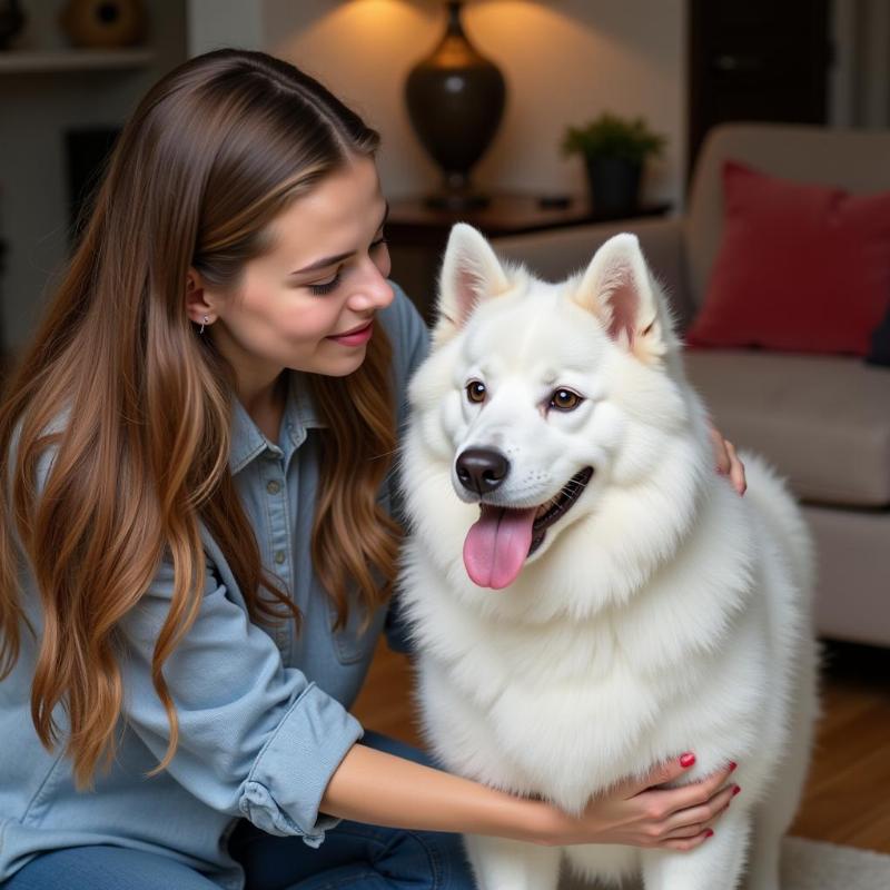 Owner petting their dog named Willow