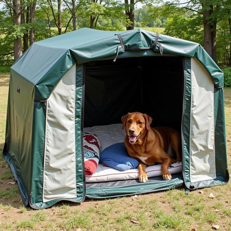 Outdoor dog crate in winter