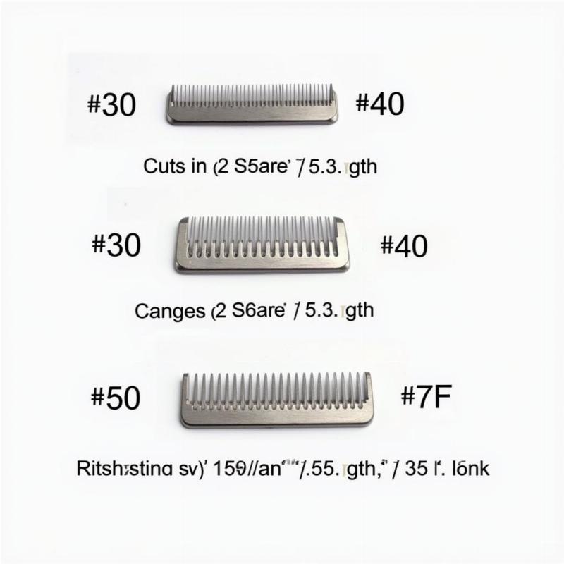 Dog clipper blades with different numbers.