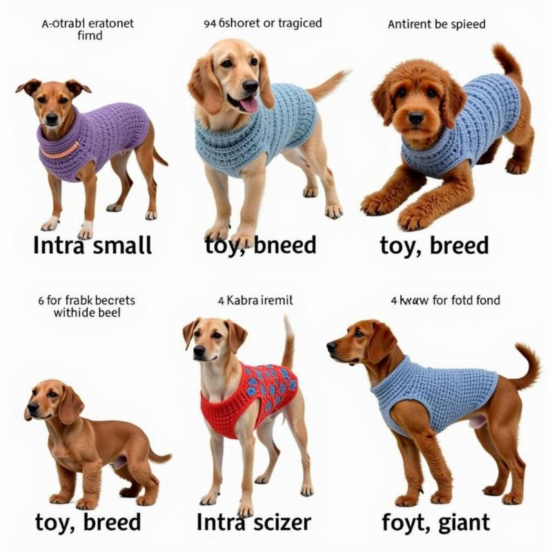 Crochet dog sweater patterns in various sizes