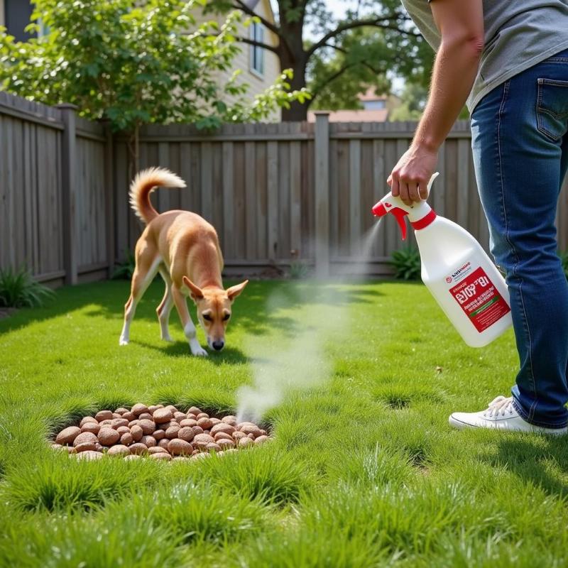 Deer Repellent Spray Being Used Around Dog Food Area