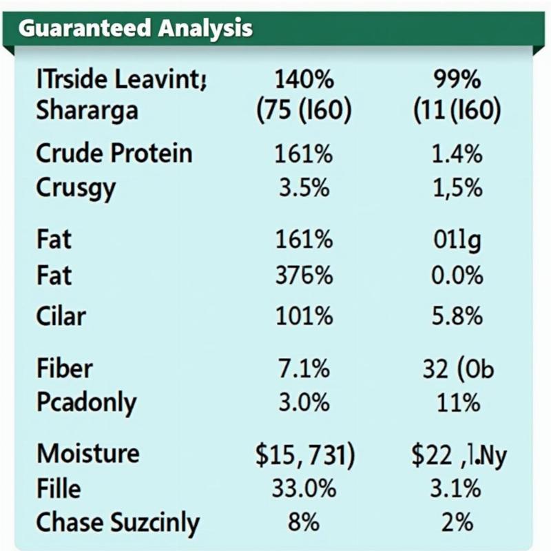 Diamond Naturals Small Breed Nutritional Chart