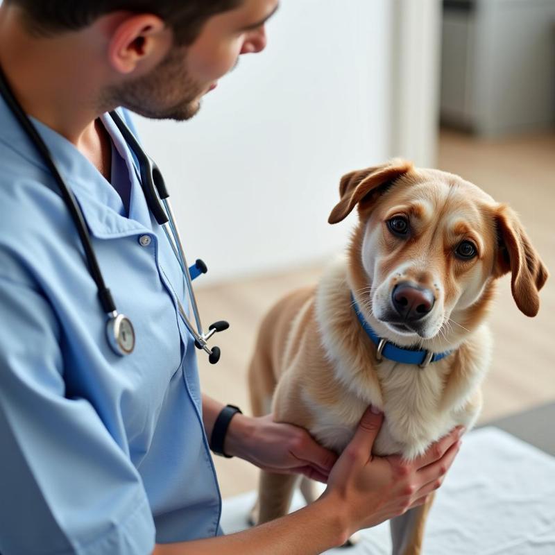 Dog at vet checkup