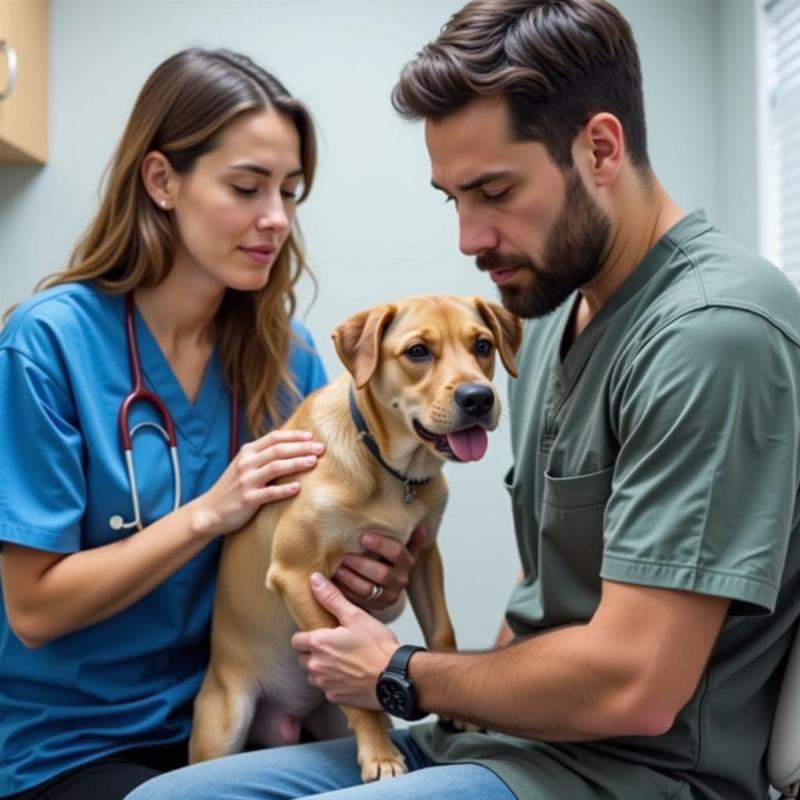 Dog at the vet clinic