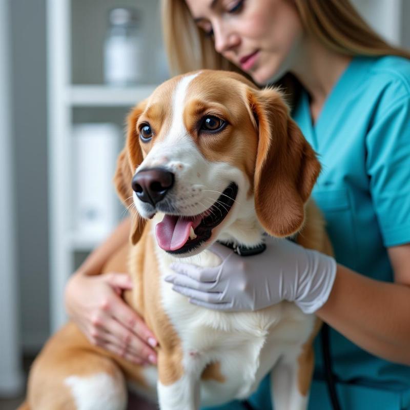 Dog being examined by a veterinarian