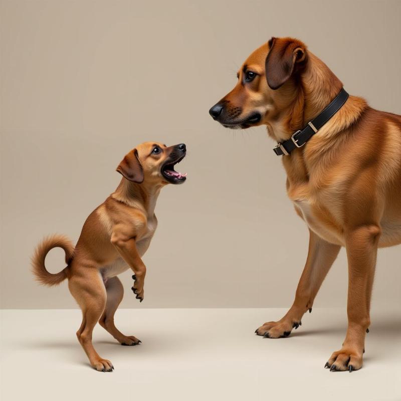 Dog barking at other dog due to fear