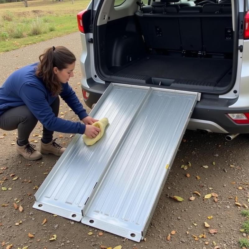 Maintaining a dog car ramp side door