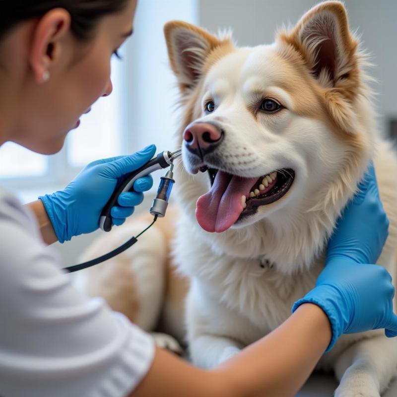 Veterinarian Examining a Dog's Ear