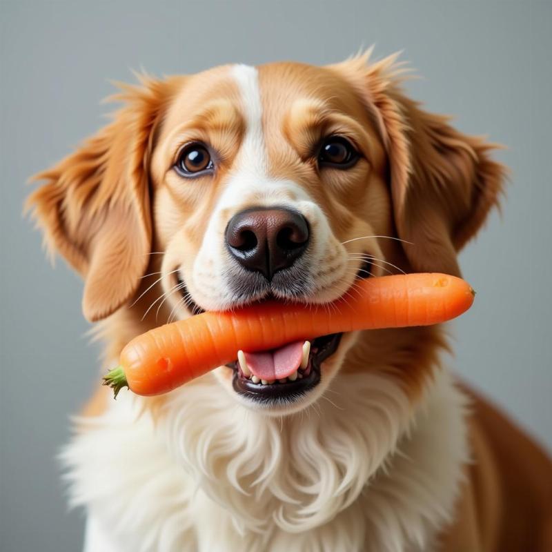 Dog Eating a Carrot Stick