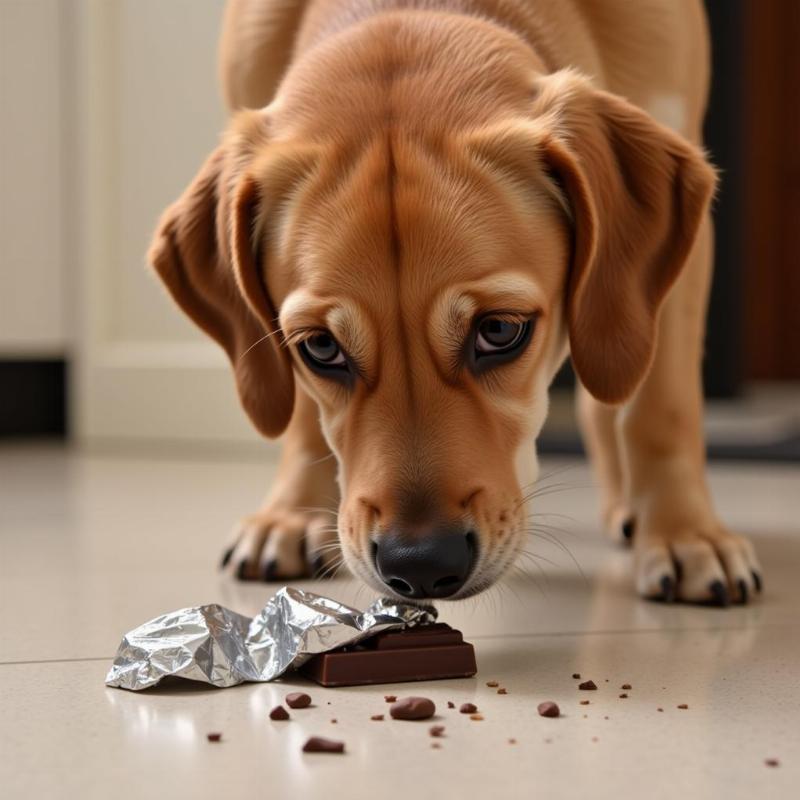 Dog Eating Chocolate Foil