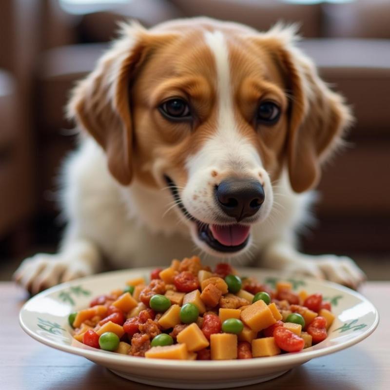 Dog Eating Cooked Meal