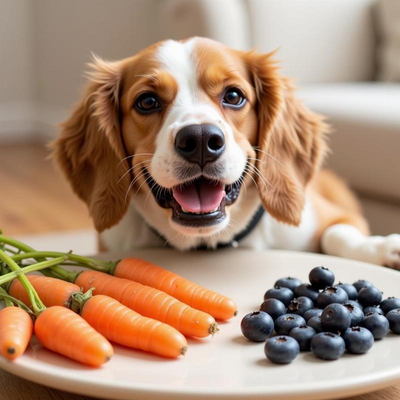 Dog eating healthy treats