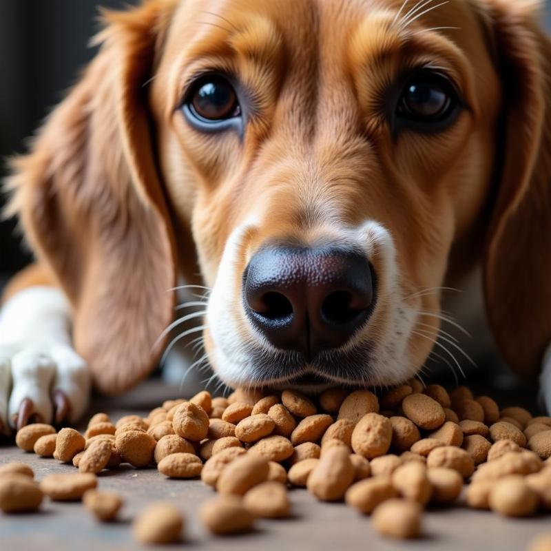 Dog Eating Wild Earth Food