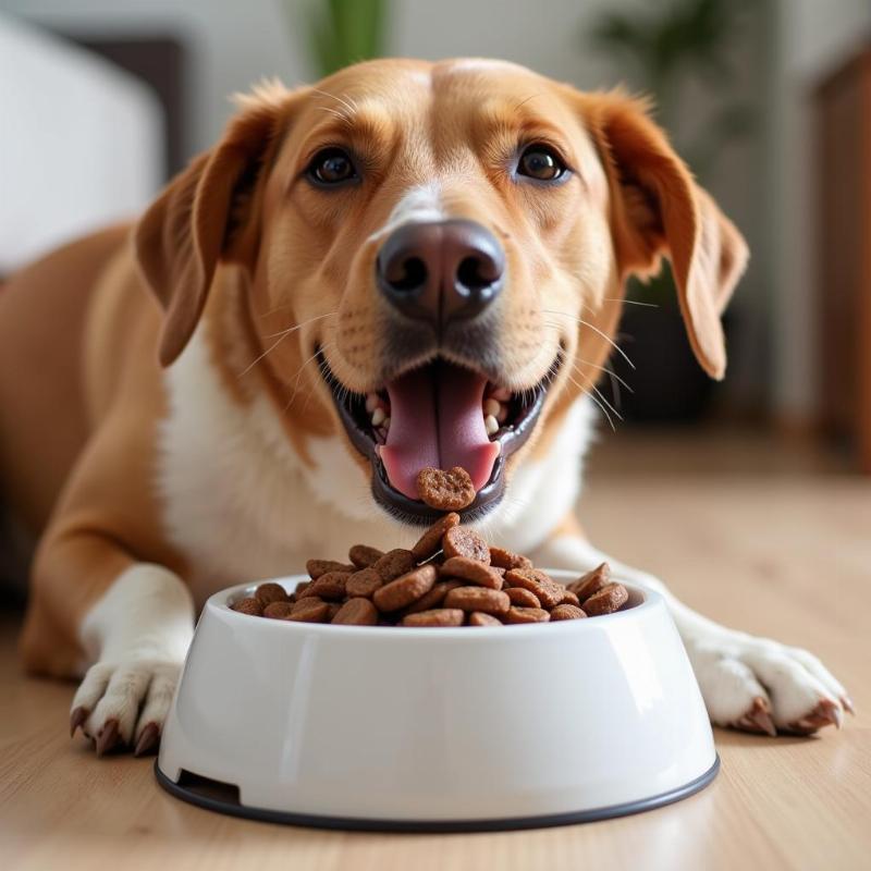 Dog eating WSAVA approved food