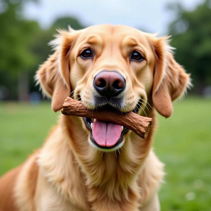 Dog Enjoying a Yak Chew