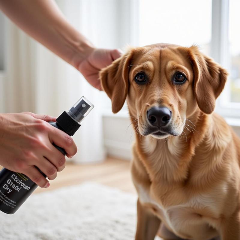 Applying Quick Dry Spray to a Dog