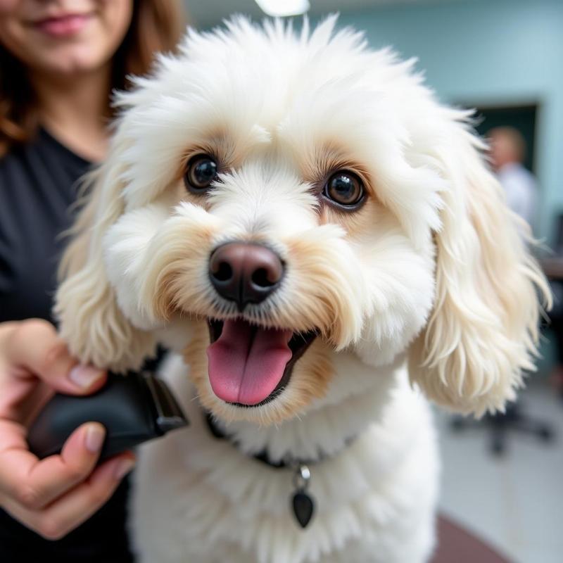 Happy Dog Being Groomed in Massapequa, NY