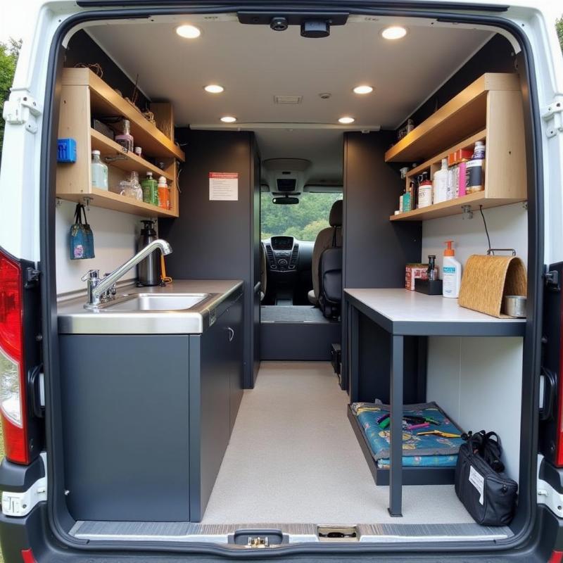 Dog Grooming Van Interior Setup