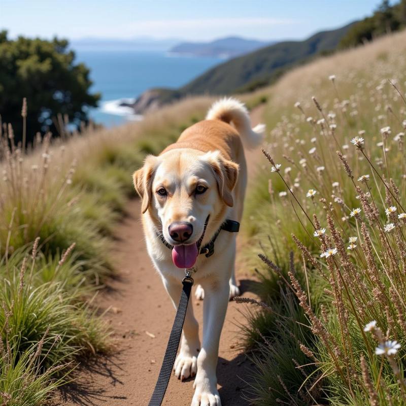 Dog hiking on Point Reyes trails