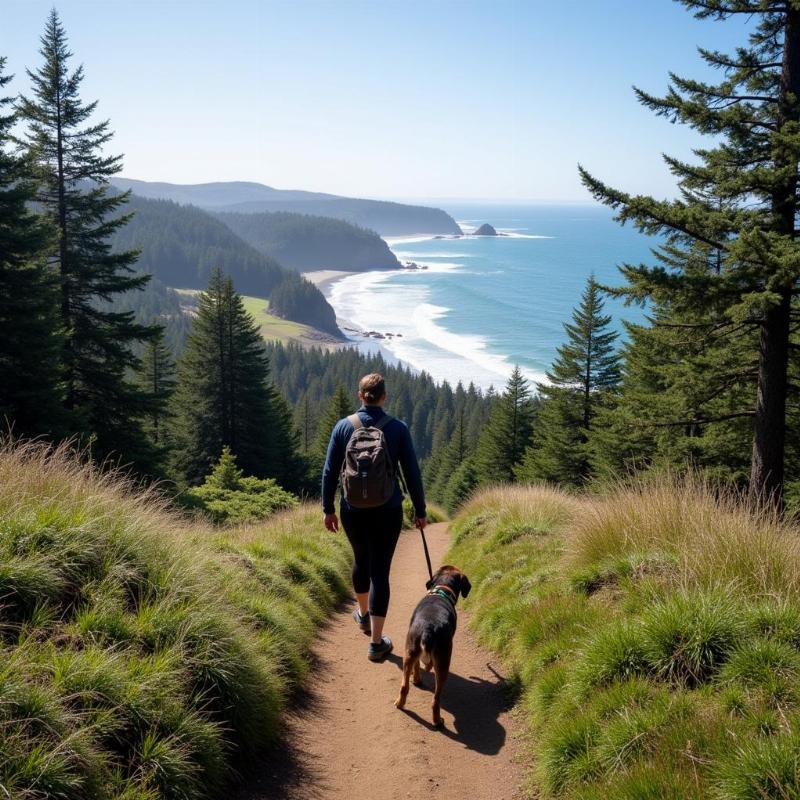 Dog Hiking on Yachats Oregon Trails