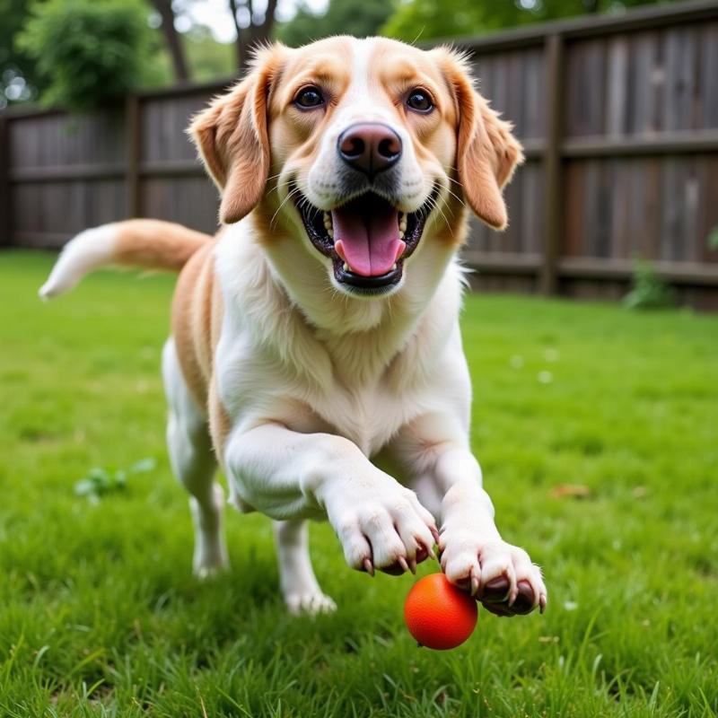 Dog enjoying a safe backyard