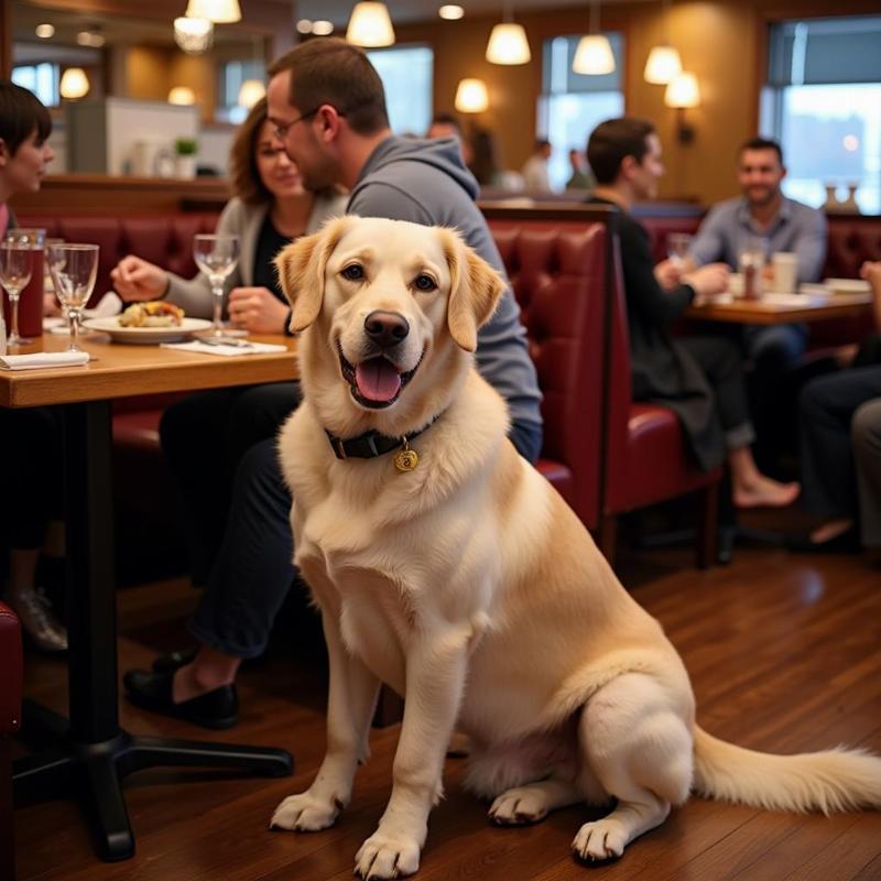 Dog inside a Cherry Creek Restaurant