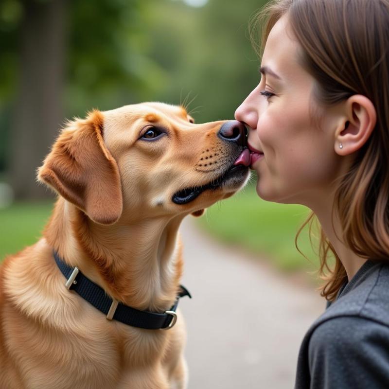 Dog Licking Owner's Face