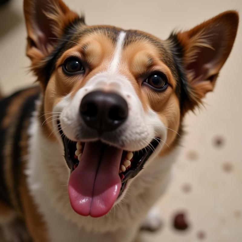 Dog looking sick after eating a brownie