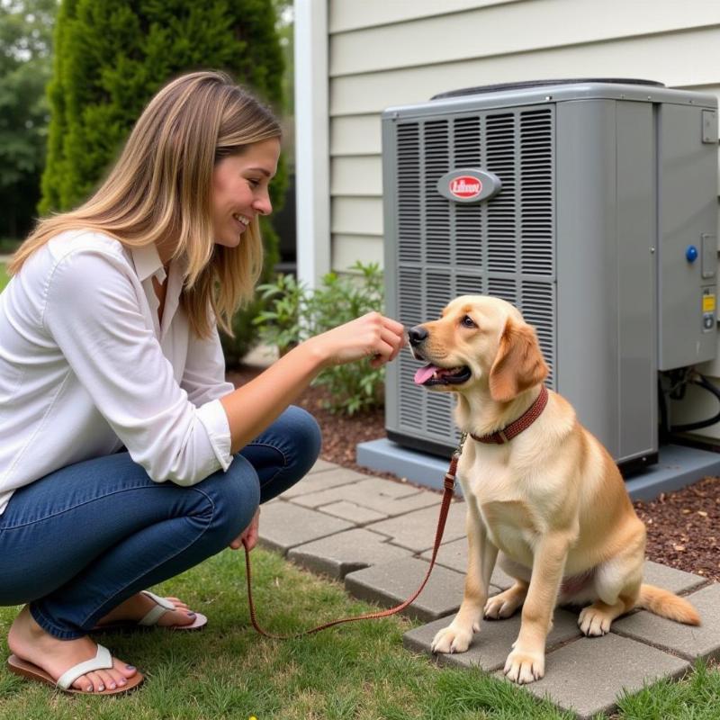 Training a puppy near an AC unit