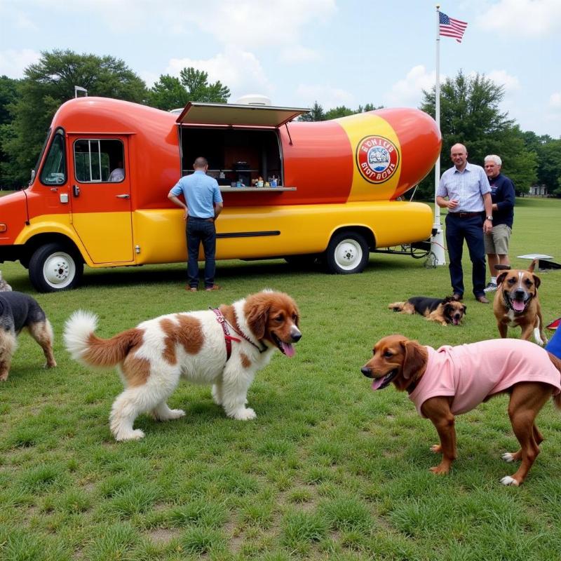 Dog Party Entertainment at a Hot Dog Truck Event