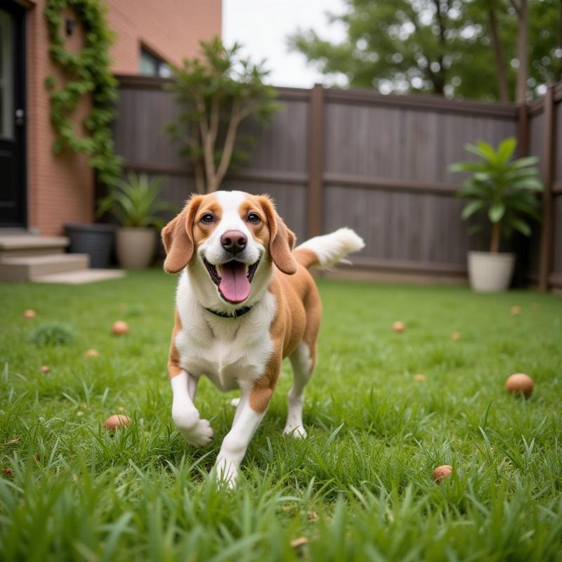 Dog enjoying a mosquito-free yard