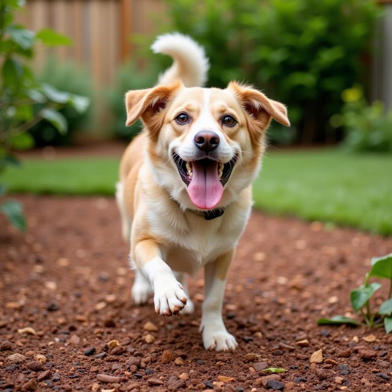 Dog Playing in a Safe Garden