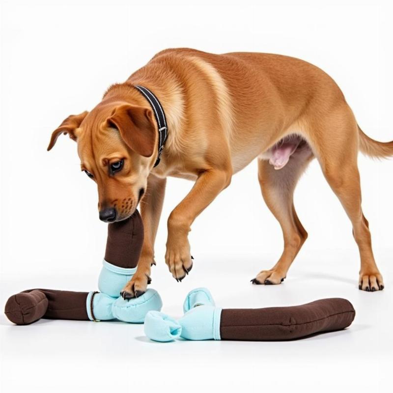 Dog Interacting with a Velcro Pull Apart Toy