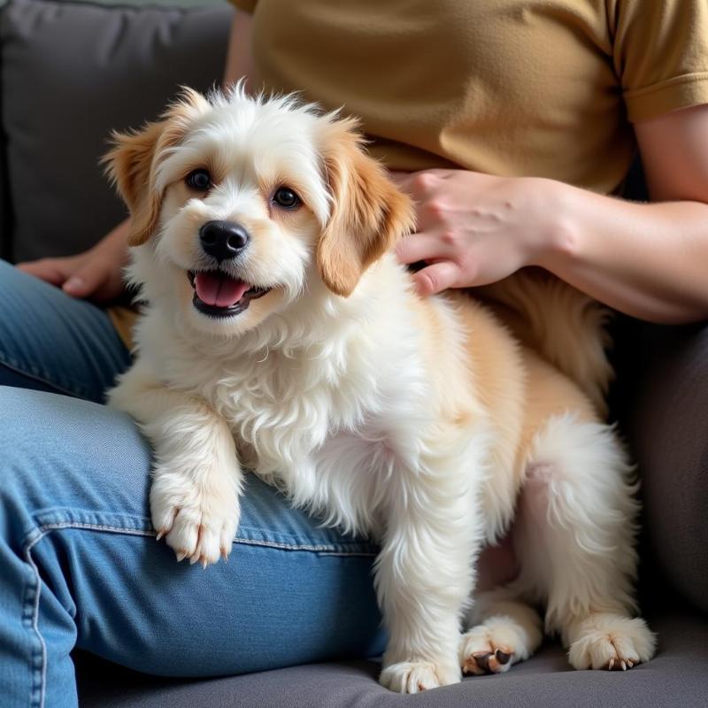 Dog pushing its bum against owner seeking comfort