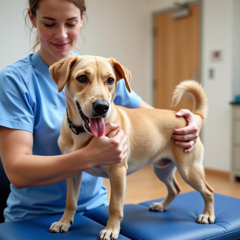 Dog Receiving Physical Therapy for Back End Pain