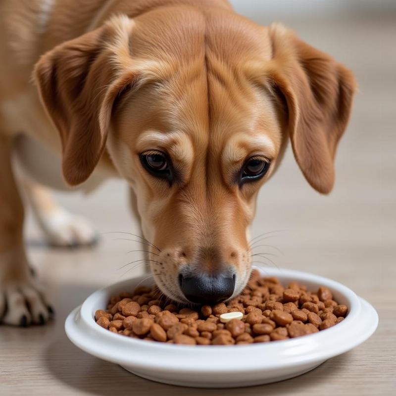 Dog Receiving Previcox with Food