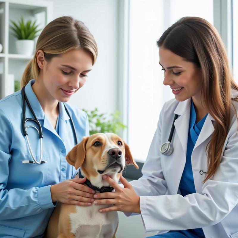 Dog Receiving Veterinary Exam